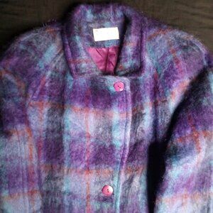 Vintage M. Liman Plaid Wool Mohair Pea Coat Overcoat